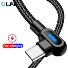 Зарядный кабель OLAF, Micro USB, Type-C, для Samsung S8, S9, S10, Xiaomi, Huawei, LG, Android, USB-C, 90 градусов, 1 м, 2 м
