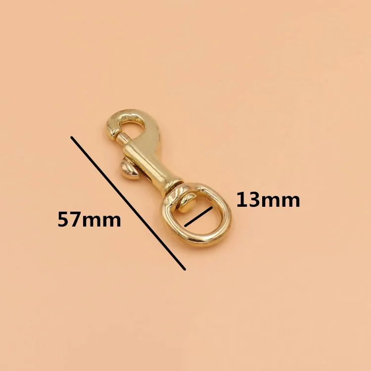 57x13mm 5 шт. Твердый латунный триггер вертлюжный рым крюк с карабином для лямки кожаный мешочек ручного изготовления ремень крюк застежка ПЭТ карабин для собачьего поводка - Цвет: 57x13mm