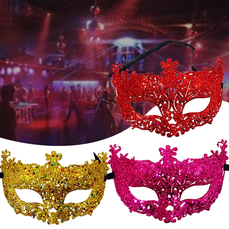 

Venetian Masquerade Mask Women Girls Sexy Fox Eye Mask for Fancy Dress Christmas Halloween Party Sequin Mask 1PC