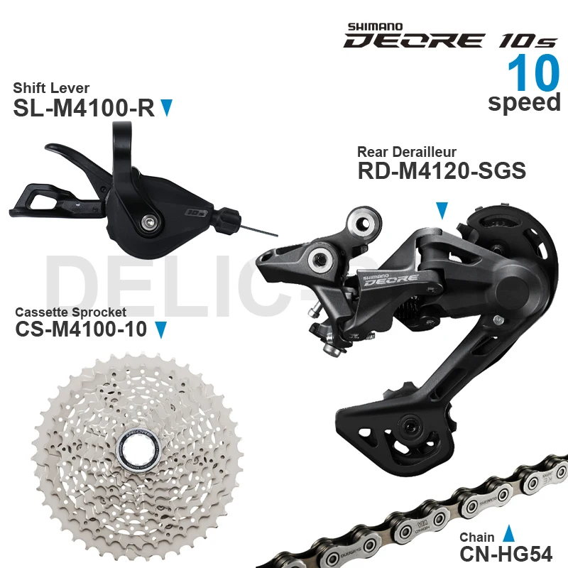 Фото Переключатель передач SHIMANO DEORE M4100 10 в, цепь переключателя передач M4100 и задний переключатель передач M4120 / M5120 HG54, 10 скоростей №3