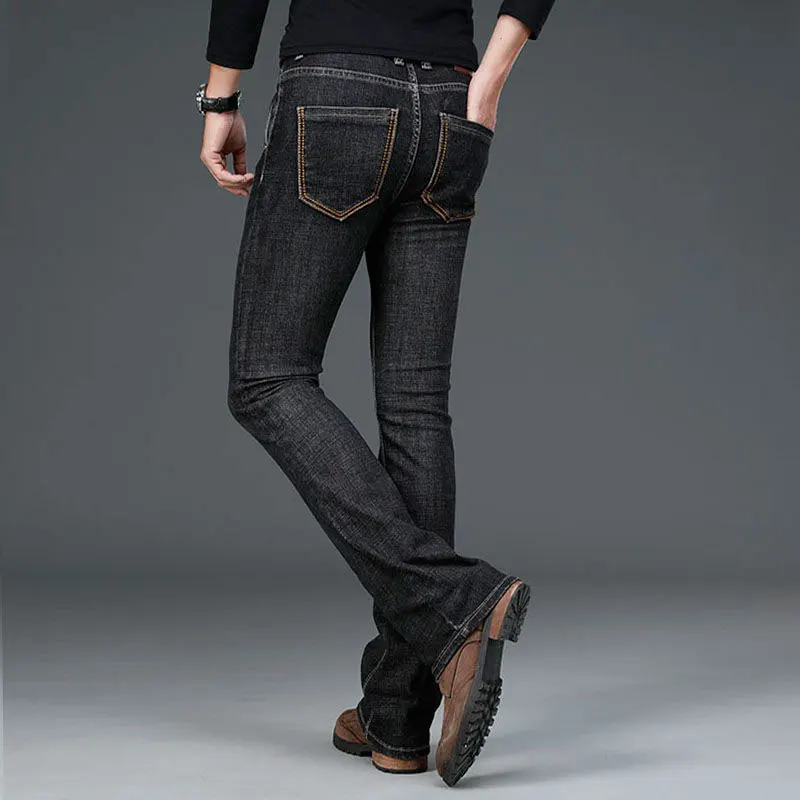 

Men Flared Jeans Boot Cut Denim Pants Comfortable Stretch Slim Designer Classic Loose Fashion Black Trousers Size 28 - 40