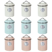 kitchen storage jars set with metal lid 3x canisters for onion tea coffee candy flour