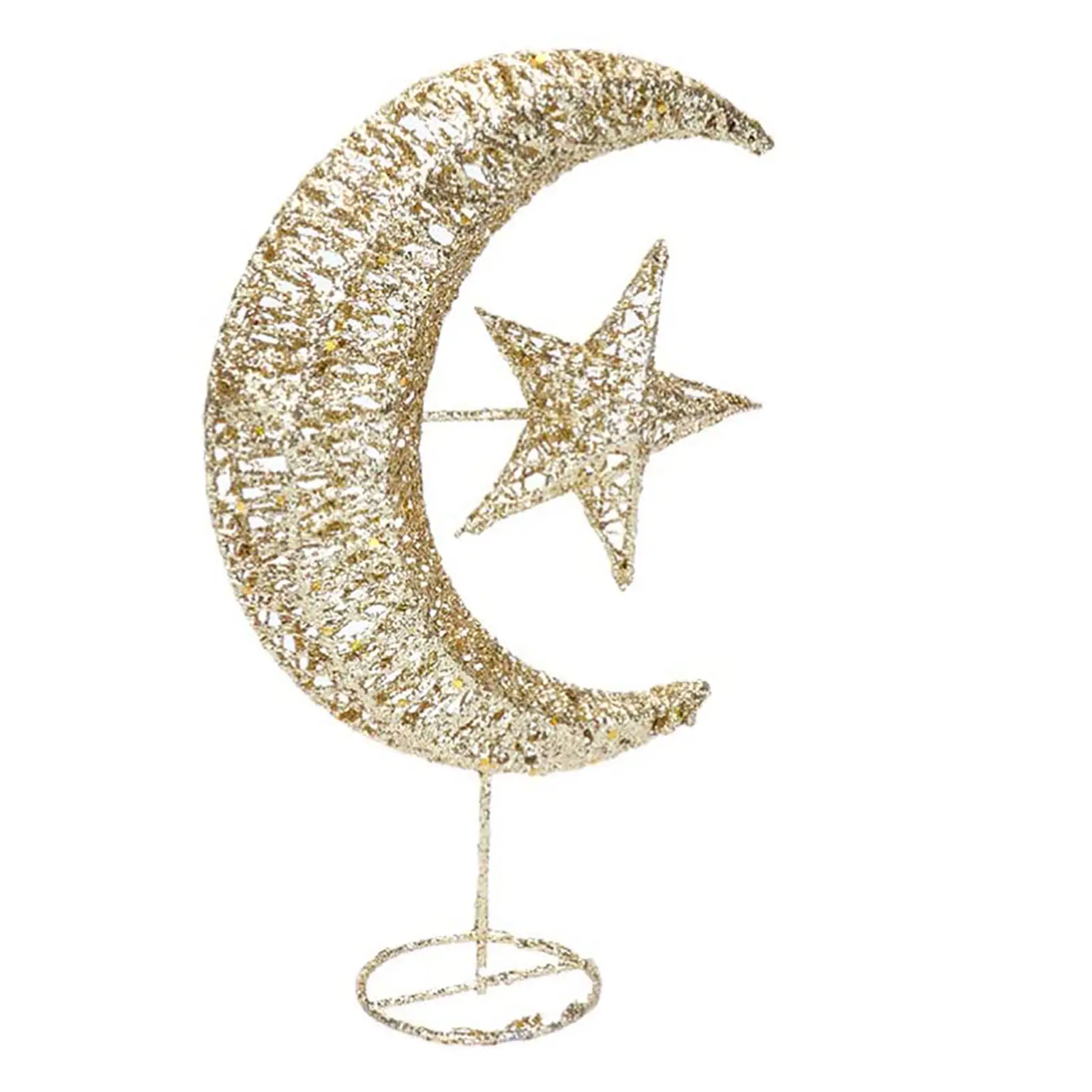 

Star Moon Tree Topper Lighted Christmas Tree Topper Metal Moon And Star Tree Top Decoration Hollow Design Glitter Effect Bat