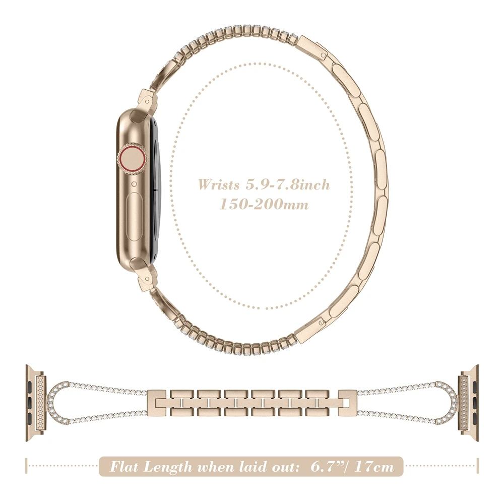 Шикарный Браслет со стразами для Apple Watch для женщин 38 мм 42 мм 40 мм 44 мм ремешок из нержавеющей стали металлический браслет для iWatch серии 4 3 2 1