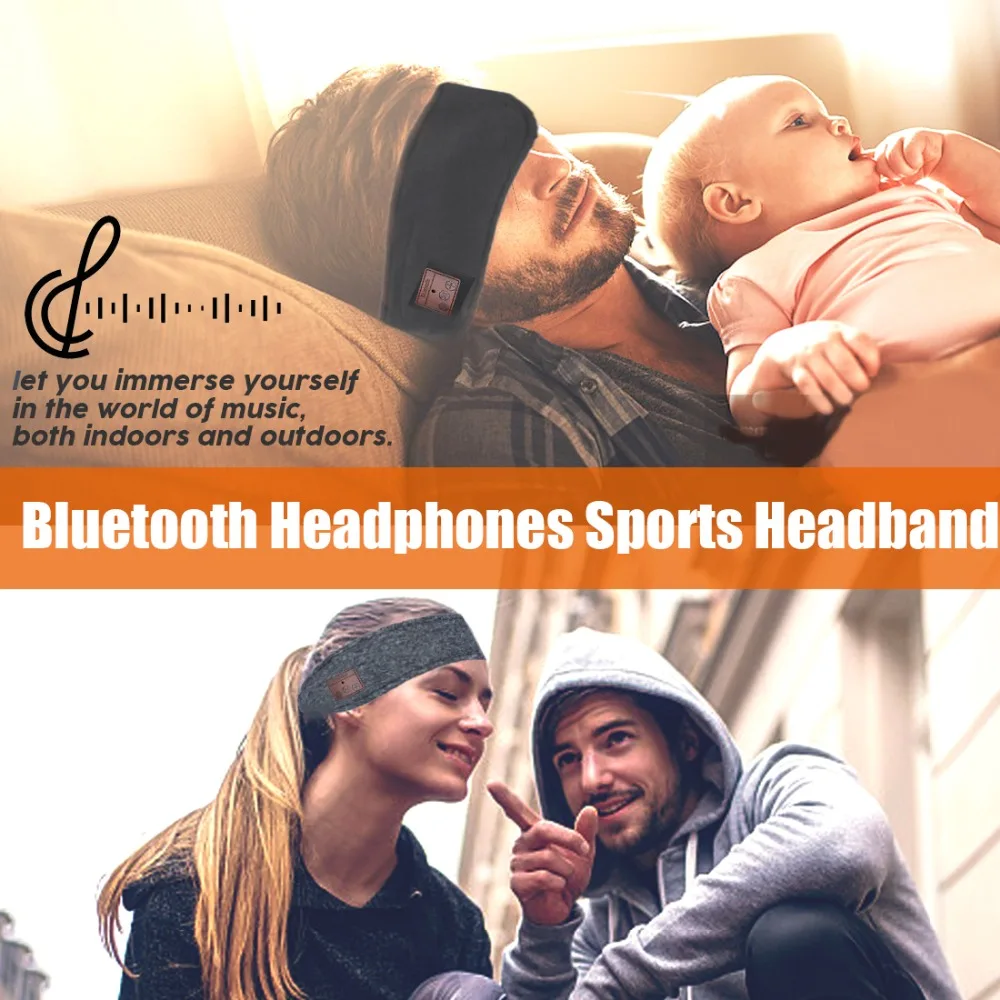 JINSERTA Bluetooth 5,0, музыкальная повязка на голову, гарнитура с микрофоном, беспроводные наушники для бега, йоги, спортзала, сна, спорта, наушник