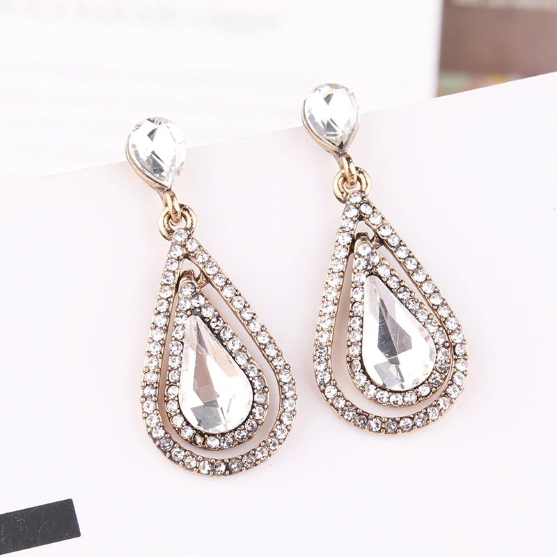 LUBOV 5 цветов Кристалл Кружева Анти Золотая металлическая цепь висячие серьги