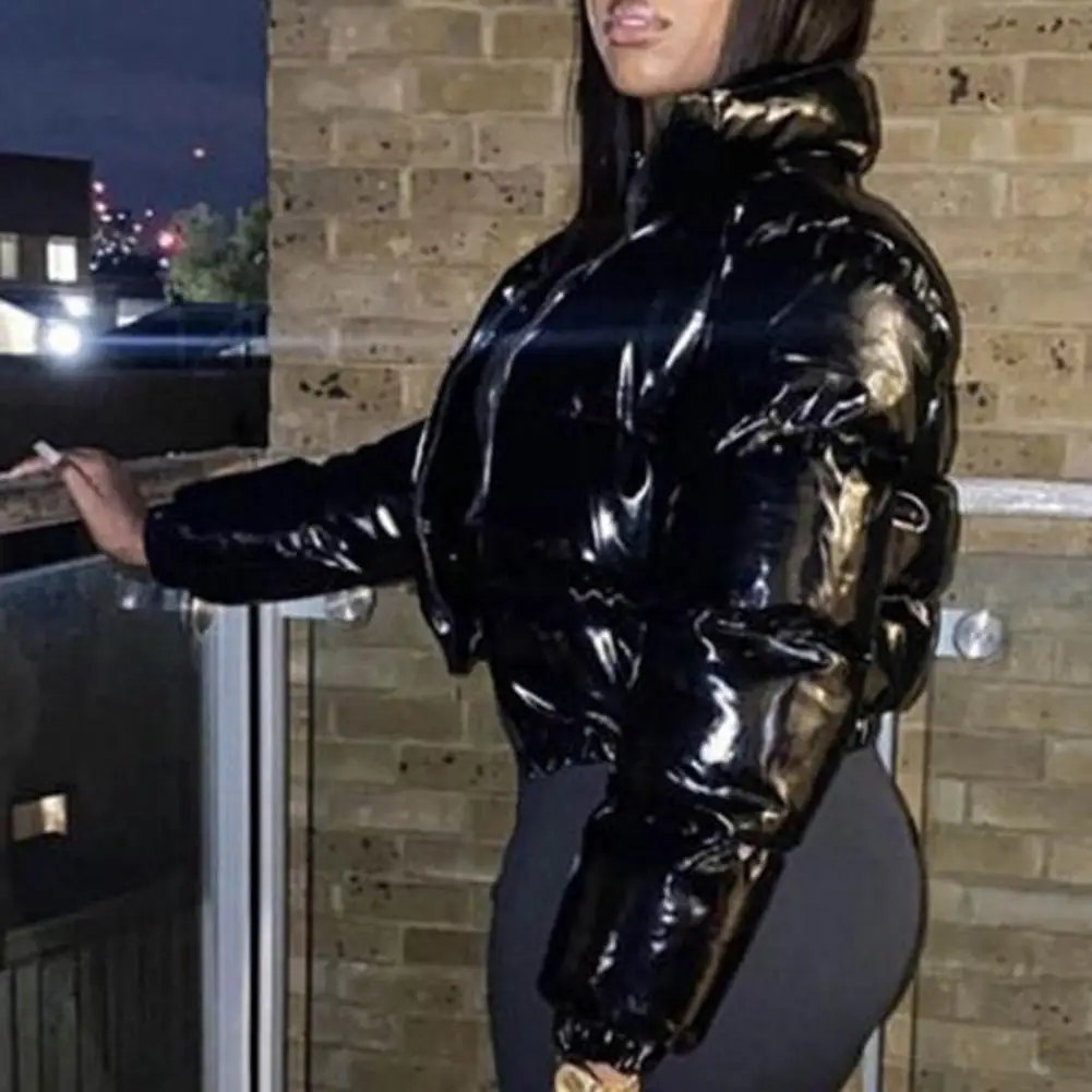 Хлопковая куртка на молнии однотонное Стеганое пальто с яркой гладкой