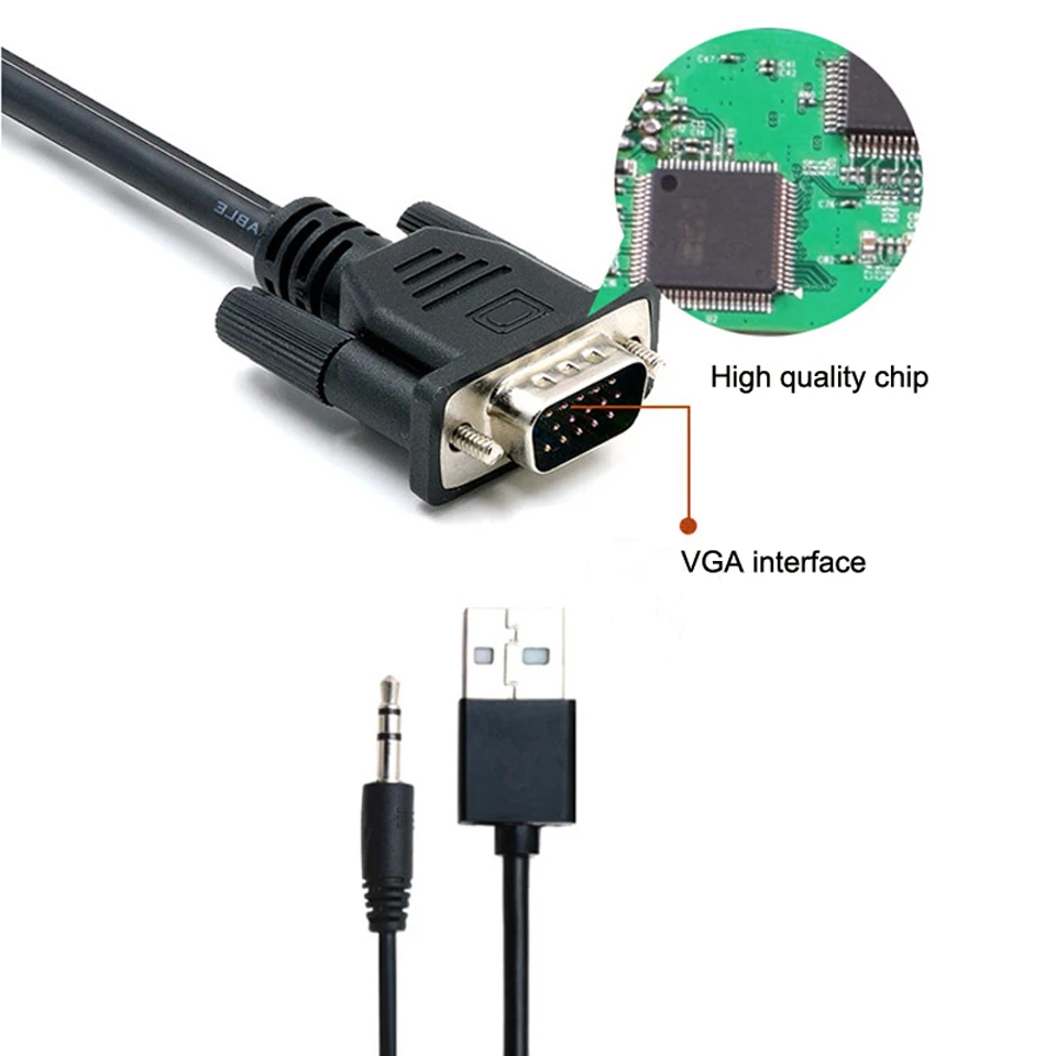Преобразователь из VGA в HDMI адаптер папа-мама с USB аудио 3,5 мм выход 1080P VGA HDMI кабель для портативных ПК к HDTV проектор