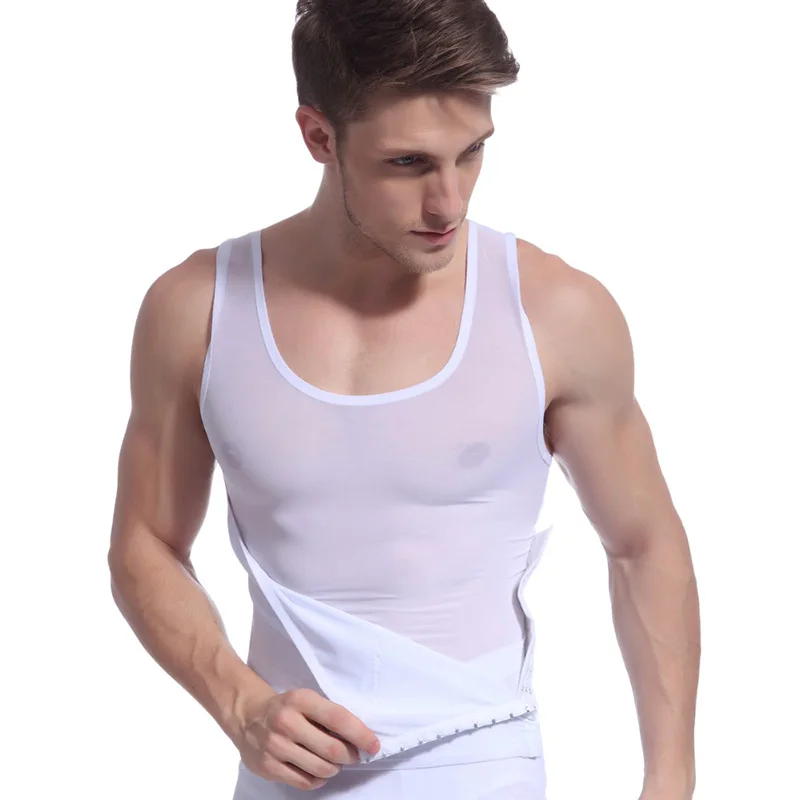 White2 IYUNYI, Мужская корректирующая одежда, жилет, мужской контроль груди, корректирующий жилет, топы, сексуальные мужские корректоры осанки, компрессионная рубашка, корсет, фитнес-жилет - Цвет: White2