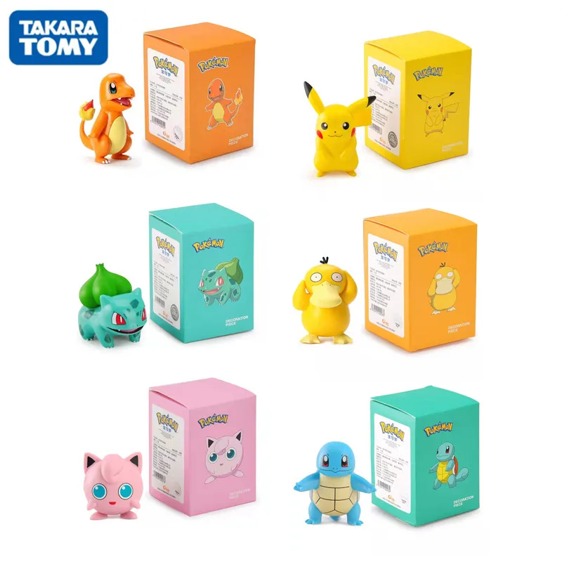 

6Pcs/Set Pokemon High Quality Anime Figures Pikachu Psyduck Jigglypuff Charmander Bulbasaur Squirtle Model Toy Christm Gift