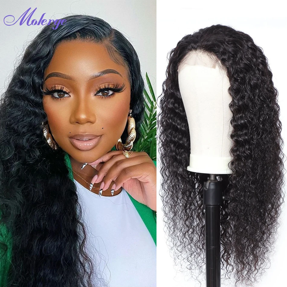 Deep Wave 13x4 Lace Front Remy Human Hair Wigs 4x4 HD Transparent Lace Closure Wigs Pre-Plucked Bleached Knots Wave Wigs Molerge