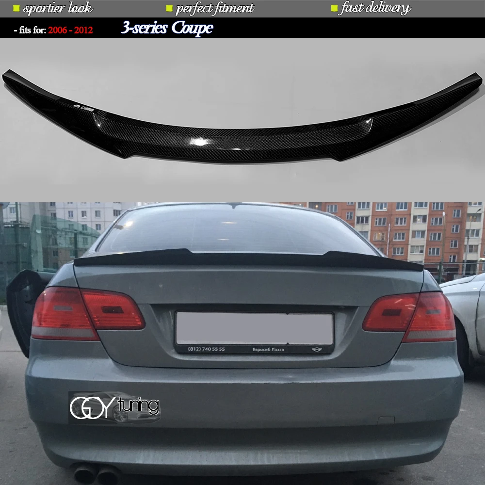 3*3 Карбоновое заднее крыло спойлер бут утинка идеально подходит для BMW 3 Series Coupe (E92) и M3 2006-2012 годов.