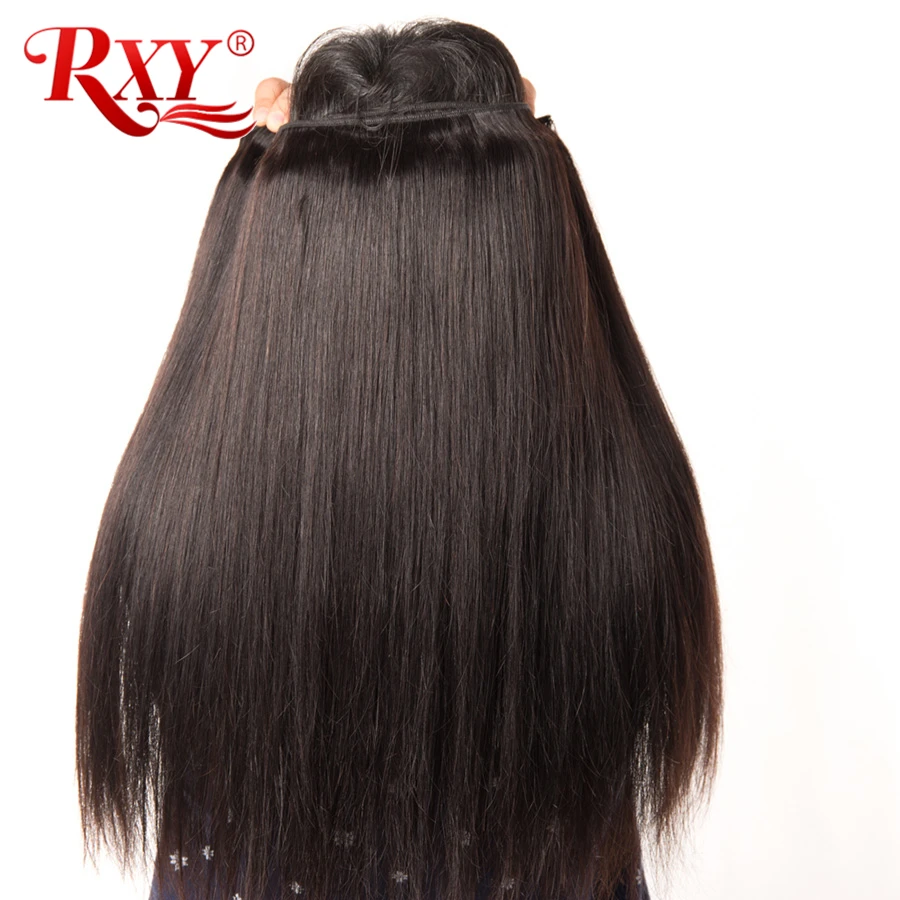 RXY Remy перуанские пучки волос с закрытием прямые 100% человеческие волосы не