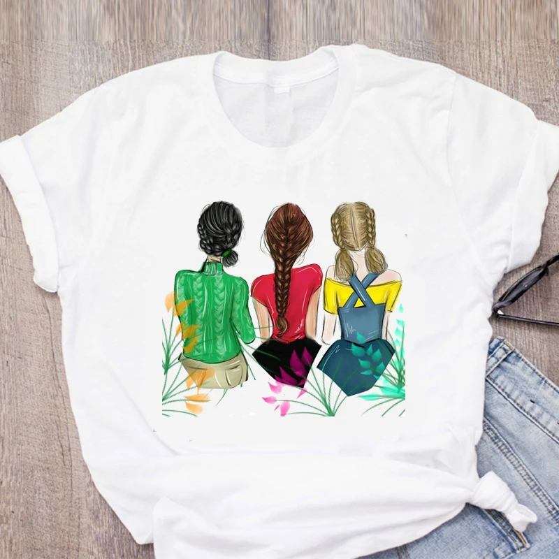 

2021 Basic Flower Girl Women Clothing Kpop Aesthetic Korean Fashion Urban Kpop Clothes Women Friends Funny Graphic T Shirts