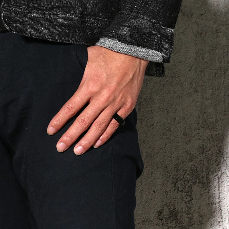 

Stainless Steel Rings for Men Black Silver Color Simple Design Glossy Punk Style Male Gift Party Ceremony Jewelry Dropshipping