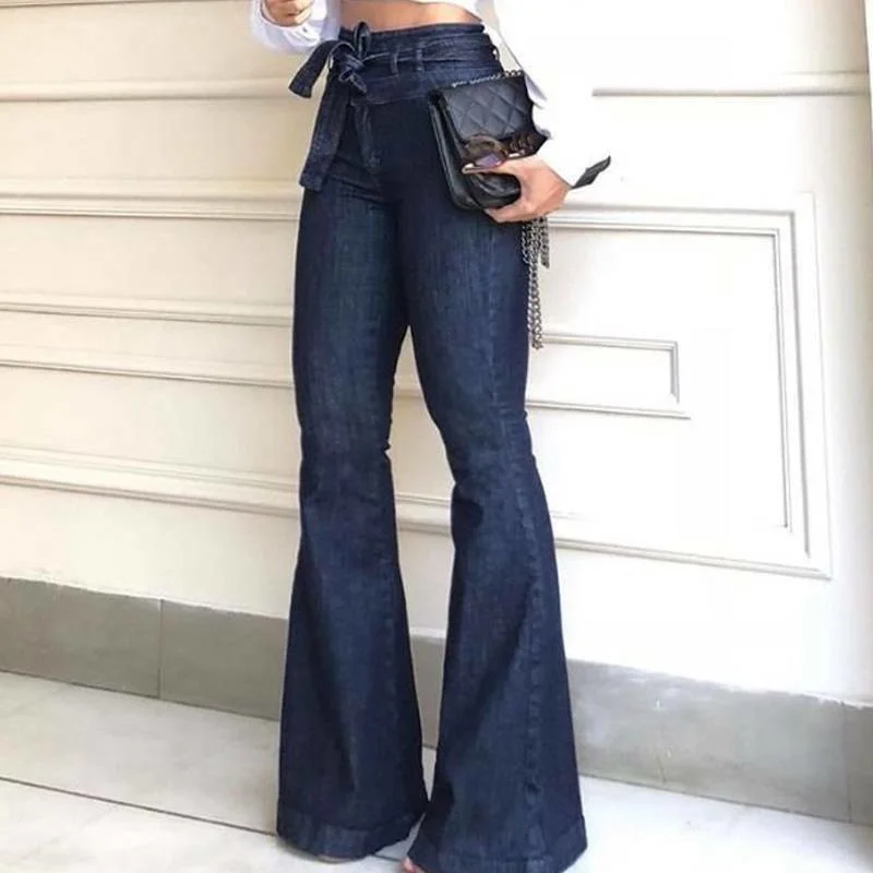 

Women High Waisted Bootcut Denim Jeans Ladies Flared Pants Bell Bottoms Trousers