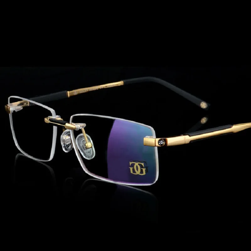 

Vazrobe Prescription Glasses Men Rimless Brand Spectacles with Anti Blue Light Progressive Multifocal Lens 1.61 1.67 MR-8 Lens
