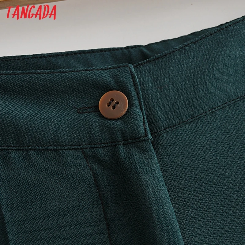 Tangada, Модный женский однотонный костюм, брюки, брюки, карманы, пуговицы,, для офиса, леди, длина по щиколотку, брюки, QJ144