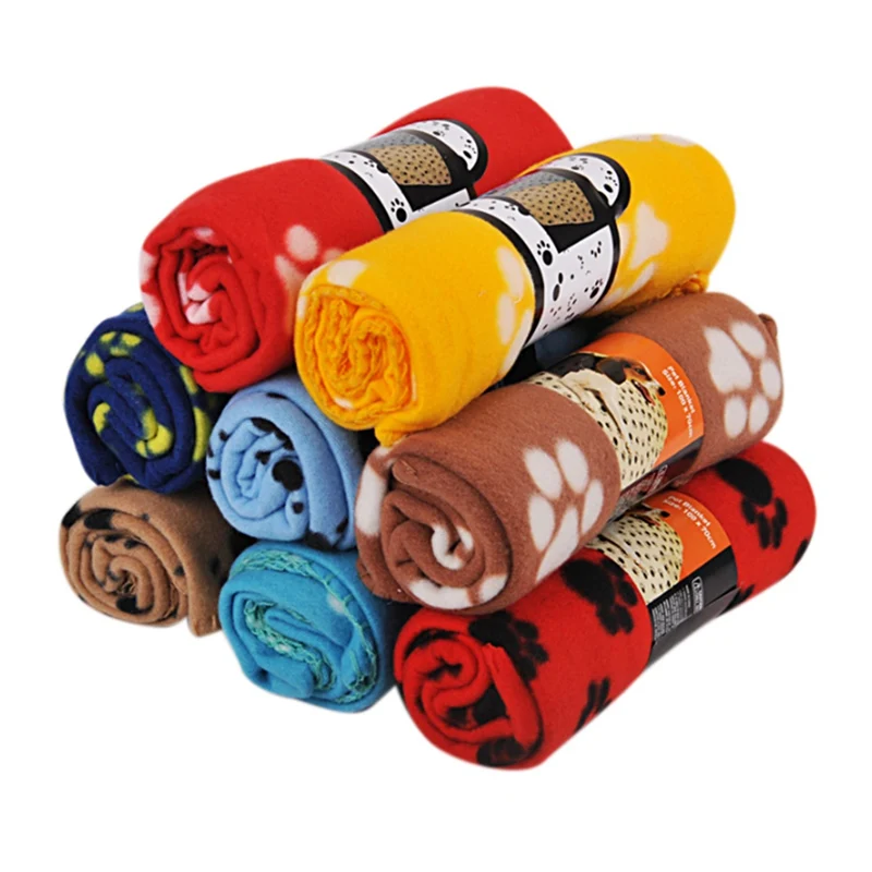 

Pet Soft Warm Blanket Dog Cat Cute Floral Paw Beds Puppy Double-sided Mat For Couch Car Backseat