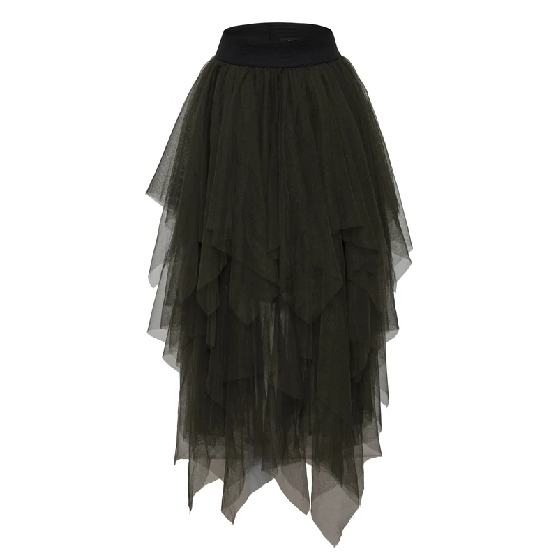 

2020 autumn and winter new mesh mid-length skirt high waist irregular skirt DQ1212