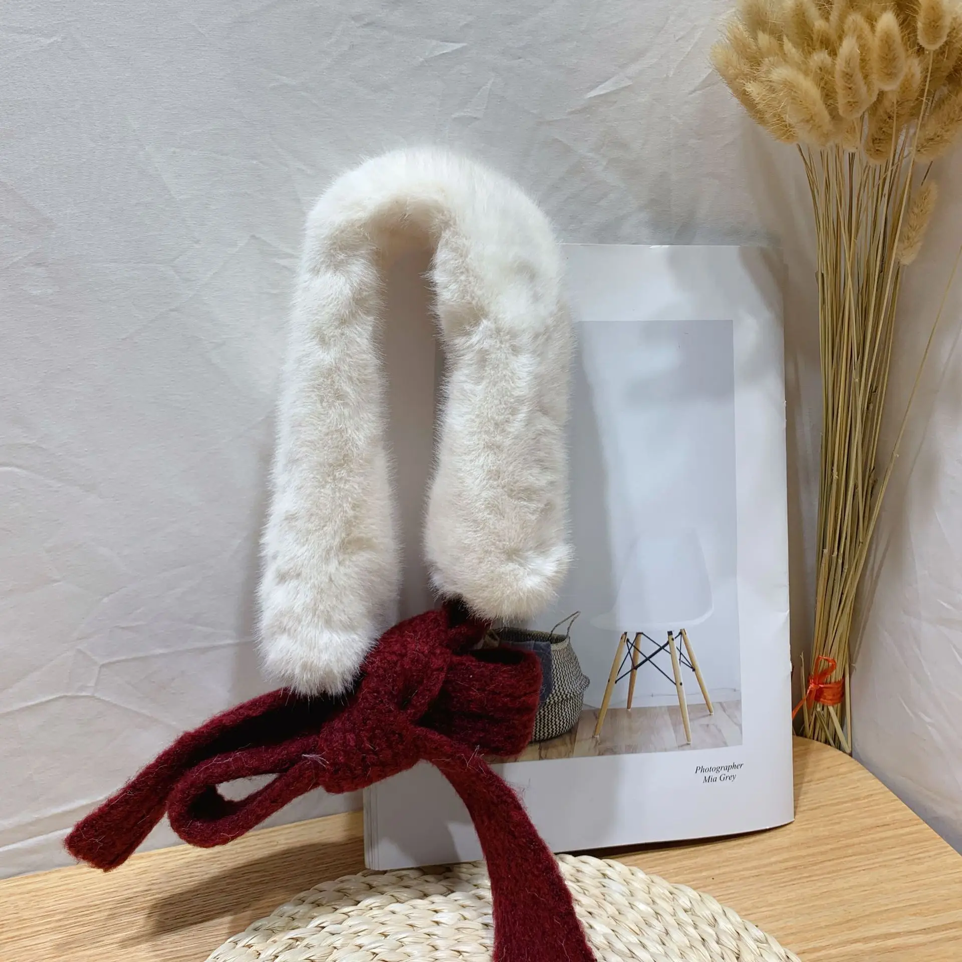 2019 зимний детский однотонный пушистый шарф из меха кролика с лентами для малышей