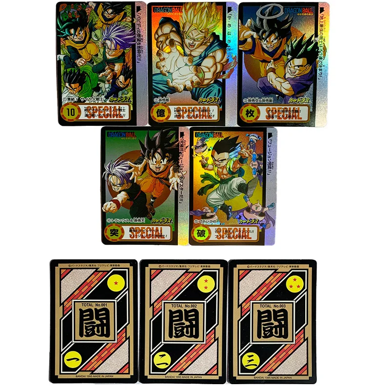 

Dragon Ball Z Son Goku Vegeta IV Son Gohan Trunks Gotenks Majin Buu limited 5pcs Classic collection Flash card toy Anime figure