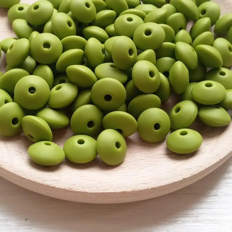 Olive green Jojochew хорошее качество блюдце силиконовые бусины 12 мм Силиконовые Прорезыватели для зубов еда класс Детские трофеи BX1-36 - Цвет: Olive green