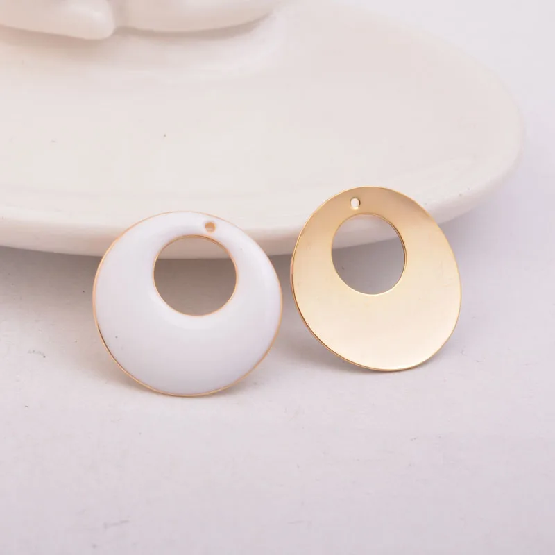 30 шт. 22 мм золотые медные Круглые Подвески с высококачественной эмалью круглые