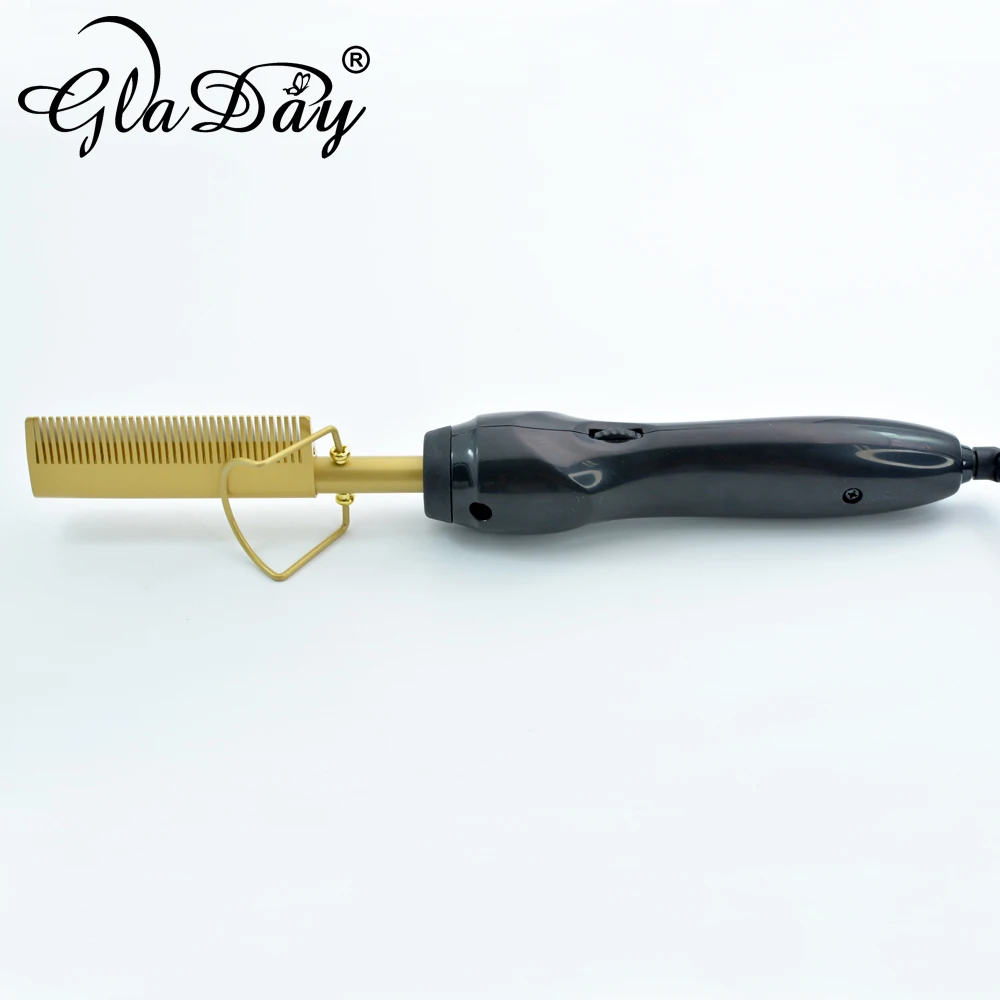 Новинка 2019 золотой выпрямитель для волос электрическая щетка быстрого