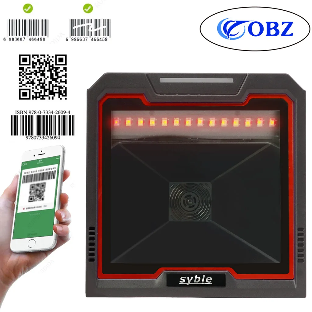 

Сканер штрих-кода на платформе 1D 2D Настольный беспроводной Всенаправленный сканер штрих-кода без использования рук проводной USB считывател...