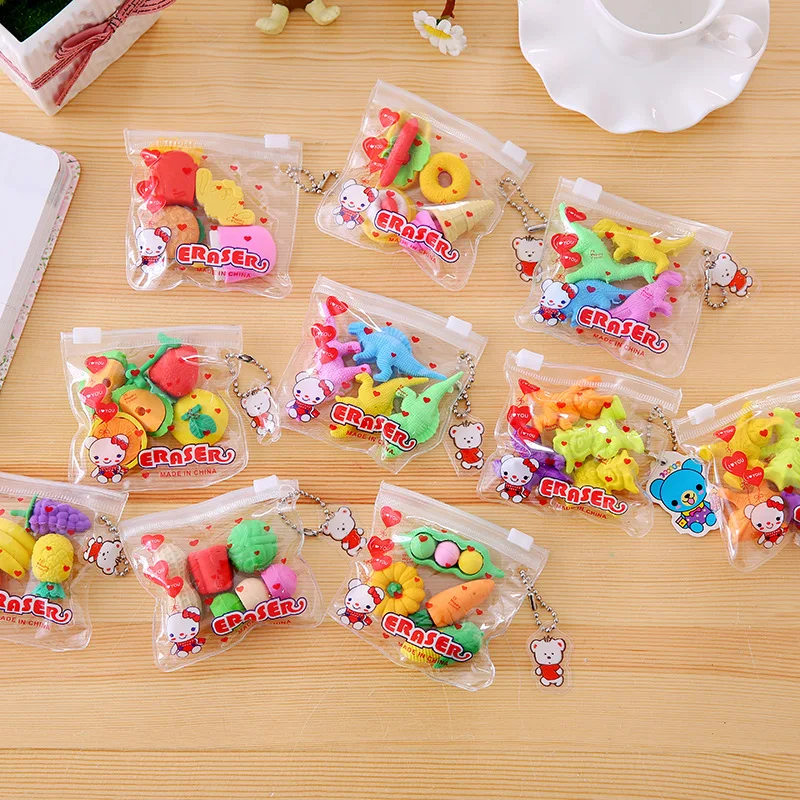 

Zipper Bag Animal Fruit Cake Christmas Eraser Student Prize Rubber