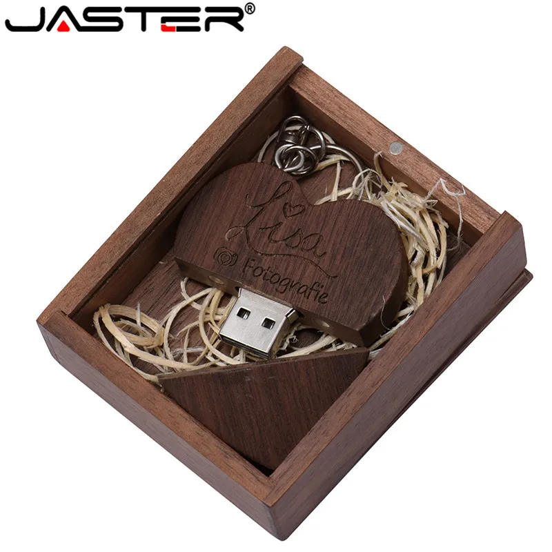 JASTER USB 2 0 деревянный флеш накопитель в форме сердца 128 Гб 64 ГБ 32 4 u диск карта памяти
