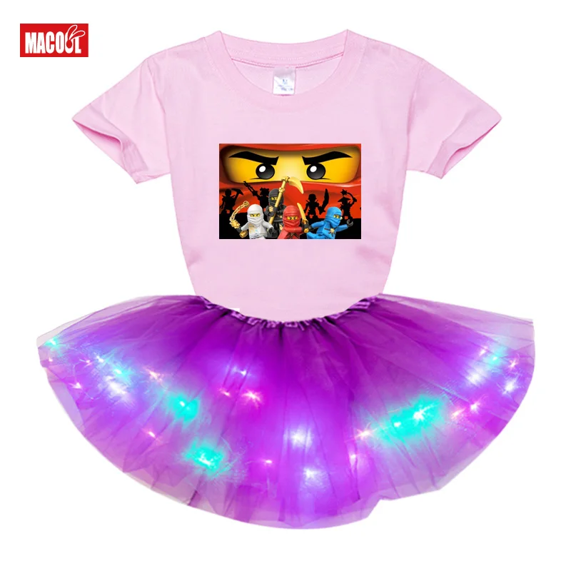 

Girls Dresses Party Fashion Light LED Tutu Dress+t Shirt 2 Pcs Toddler Kids Dresses Girls Tutu Children's Party Princess Dress