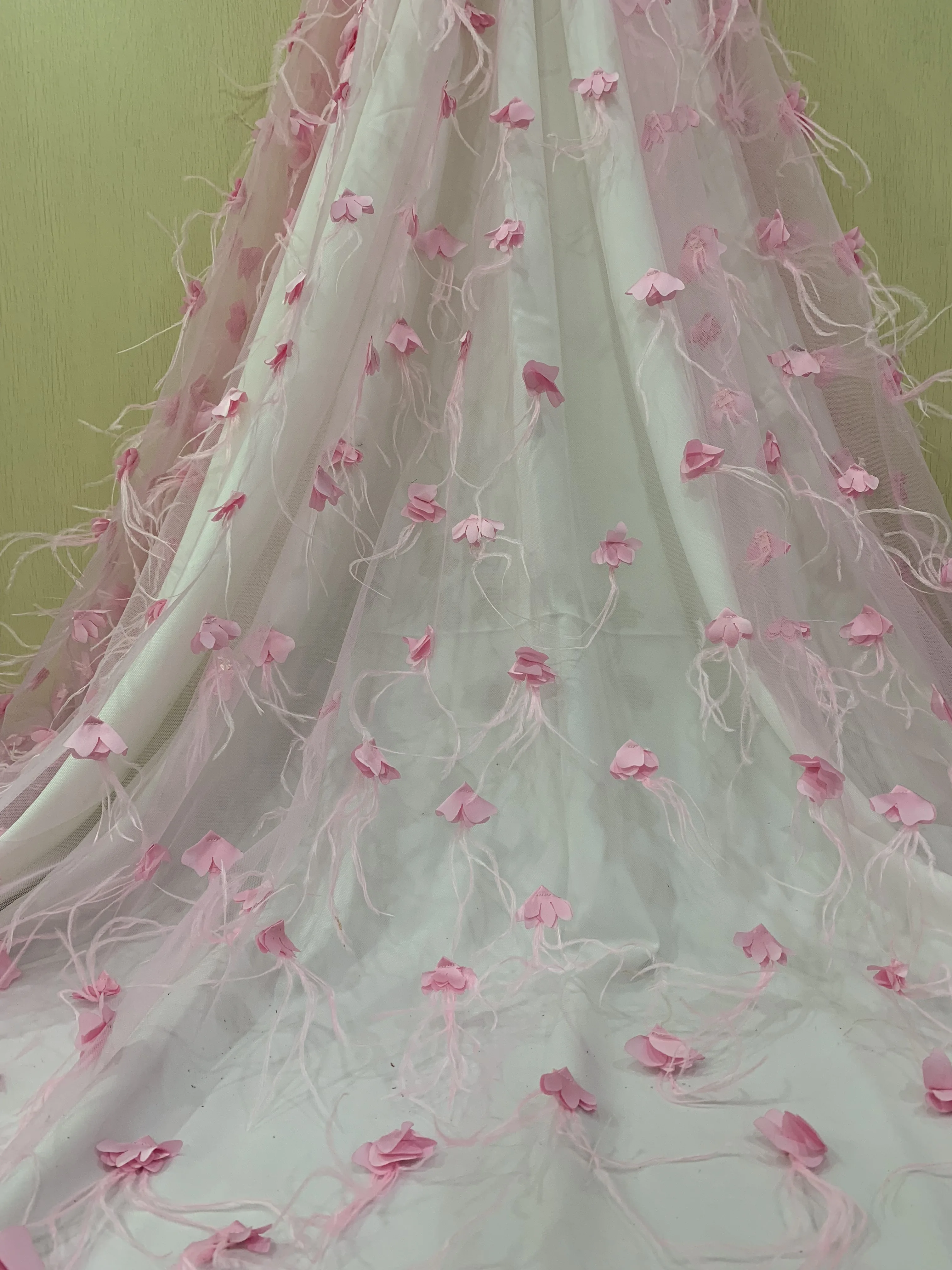 Роскошные 3D Цветочные нигерийские кружевные ткани 2019 черные фиолетовые Перья