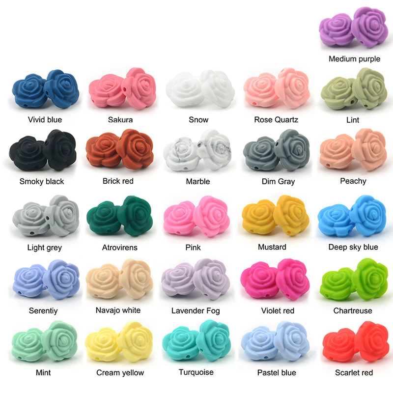 LOFCA 50 шт. двойное лицо силиконовые бусины в форме цветка розы для прорезывания