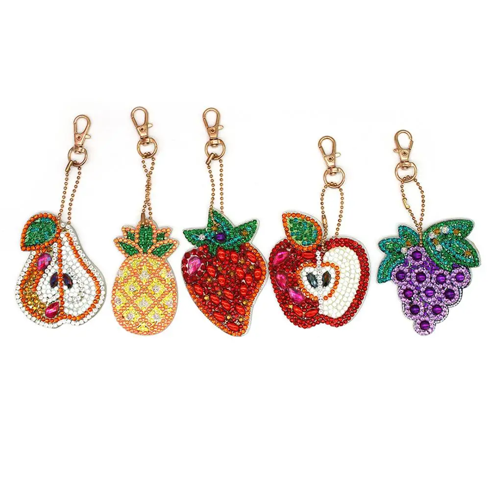 

3/4/5Pcs/Set DIY Full Drill Diamond Painting Keychain Cartoon Emotion Animals Love Heart Key Ring Diamond Painting Cross Stitch
