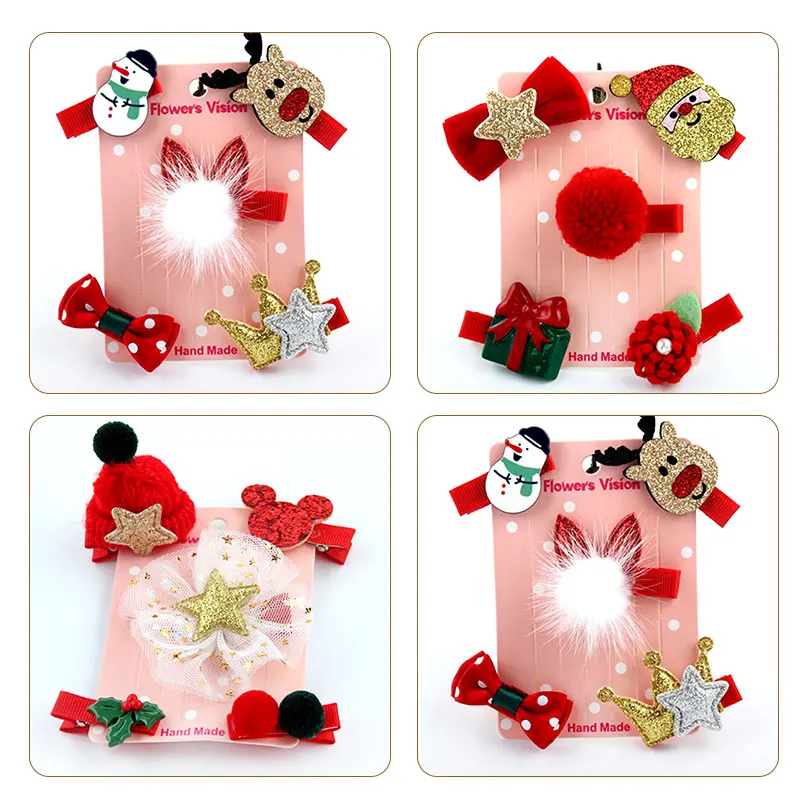 5 шт. рождественские мини заколки для волос пластиковые маленьких девочек милые с