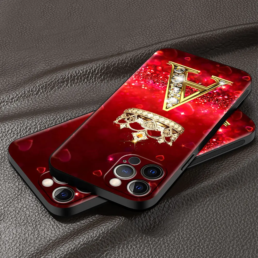 hot sale case for apple iphone 13 12 mini 11 pro 7 8 xr x xs max 6 6s plus se 2020 5 5s soft phone cover red diamonds letter free global shipping