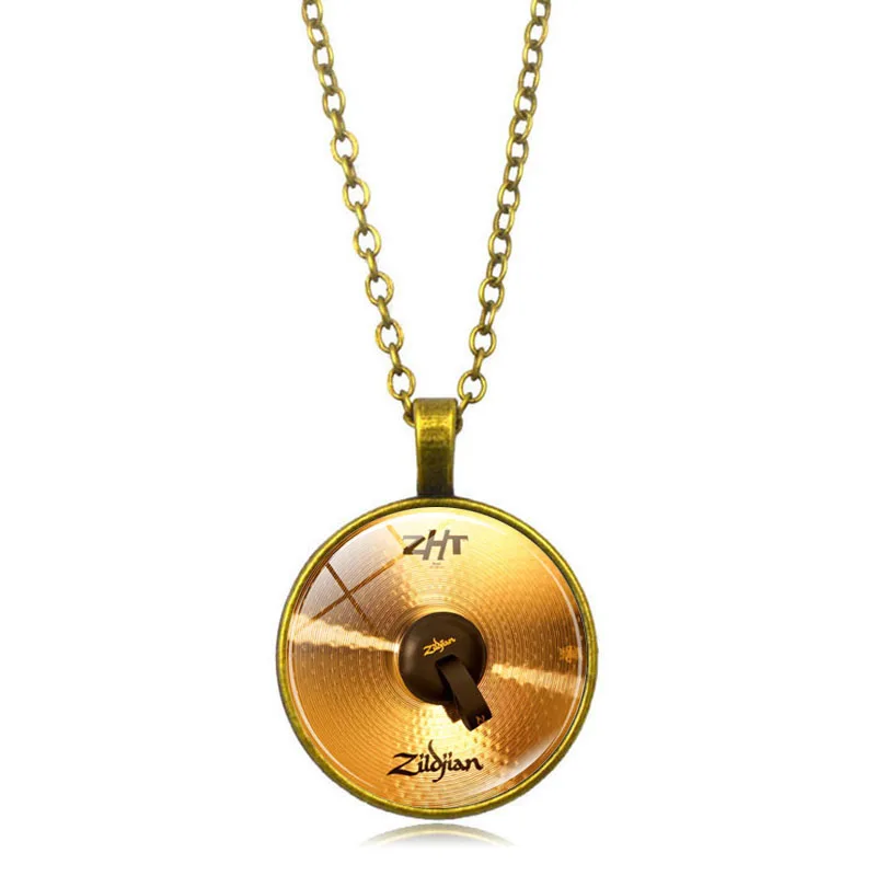 XSWX2175-bronze Модное винтажное ожерелье из сплава и стекла, круглый кабошон, ожерелье с кулоном, барабанщик, тарелки, ожерелье, женское ювелирное изделие, рождественский подарок - Окраска металла: XSWX2175-bronze