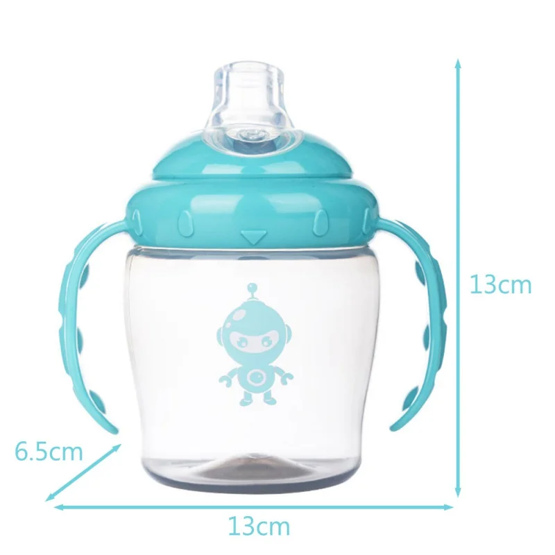 

New 260ml Baby Training Drinking Cup Baby Kettle Printed Duckbill Cup Dual Handle Drinking Cups Feeding BPA Free