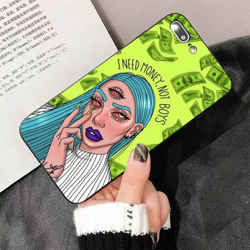 Aesthetic Devil Woman Bad girl Painted Phone Case for iphone 13 8 7 6 6S Plus X 5S SE 2020 XR 11 12 pro XS MAX