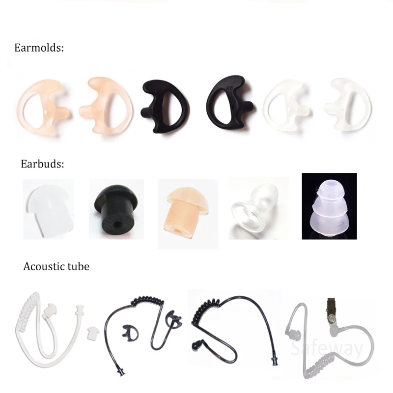 100pcs (50Pairs) Two Way Radio Silicone Earmold Beige Earbud For Kenwood Baofeng Acoustic Tube Earpiece Headset