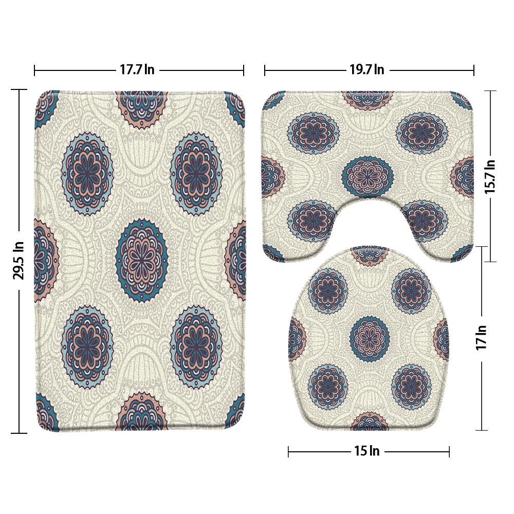 

Classical Circular Pattern Printing Bath Mat Set European Anti-Slip Bathroom Rug Carpet Floor Mats Toilet Cover Bathroom Product