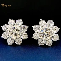 wong rain 100 925 sterling silver 8 mm created moissanite gemstone wedding flowers ear studs earring fine jewelry wholesale