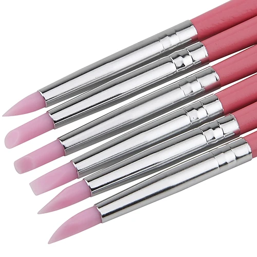 6 шт. Резьба Скульптура Dotting деревянная ручка инструмента Силиконовые кисти для