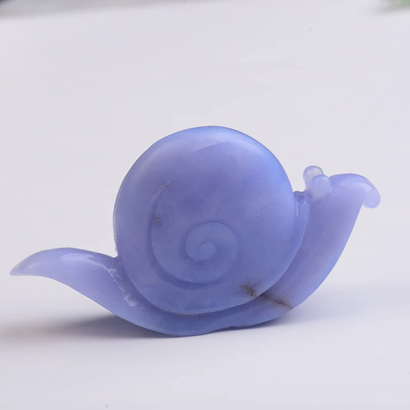 

Wholesale Natural Blue Agate Llines Hand Carved snail Polished DIY Gift Mineral Healing Stone Home decor Study Room Decor Crafts