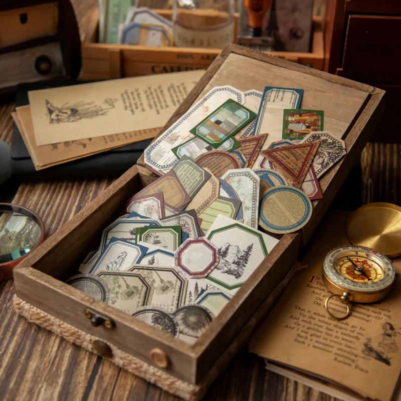 40 шт./пакет винтажные антикварные наклейки с рамкой бумажные для