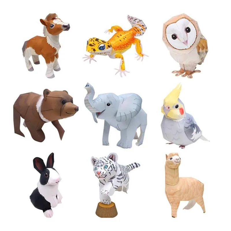 9 шт./компл. творческие животные Бумажная модель игрушки 3D Животные бумажные