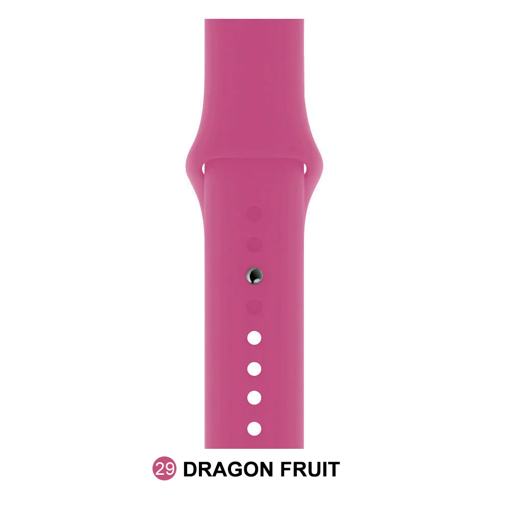 Dragon fruit Мягкий силиконовый сменный спортивный ремешок для Apple Watch версии 4, 3, 2, 1, 42 мм, 38 мм, браслет на запястье, ремешок для iWatch 4, 40 мм, 44 мм, спортивный - Цвет ремешка: Dragon fruit
