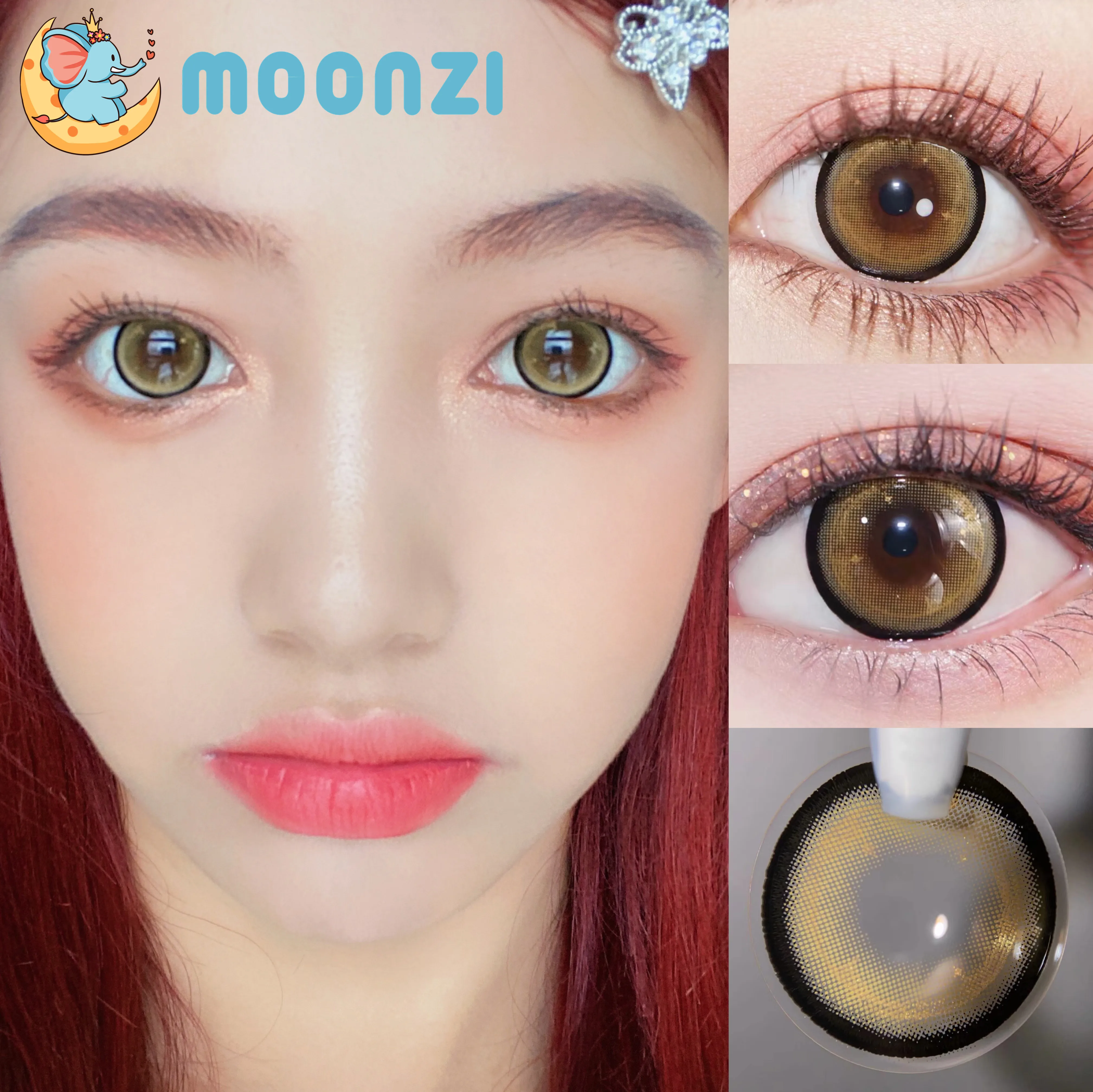 

MOONZI Pineapple Pops Contact Lenses Annually brown Soft for Eyes big pupil Contact Lens Myopia Prescription degree 2pcs/Pair